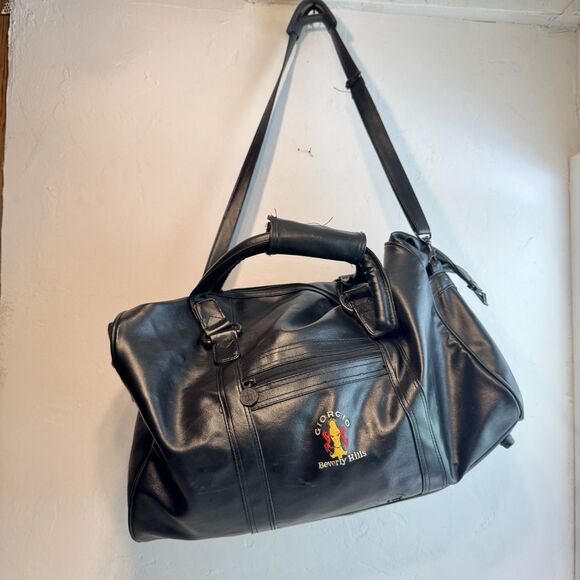 VTG 80s Giorgio Beverly Hills (18X12x9) Vegan Travel Duffle Bag Removable Strap - Picture 3 of 16